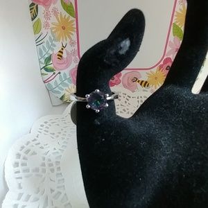 Silvertone Ring with Mystic Topaz Colored Stone